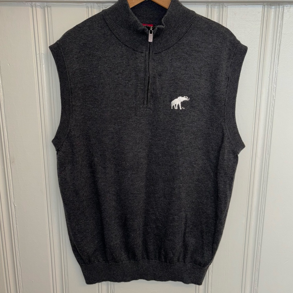 University of Alabama Crimson Tide gray 1/2 zip sweater vest preppy game day